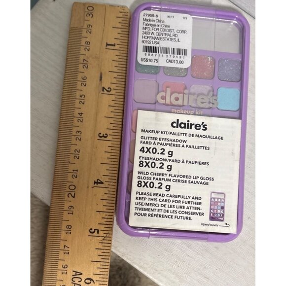 Claires Eyeshadow Lip Gloss Palette Glitter Wild Cherry Purple Flowers - Picture 4 of 5